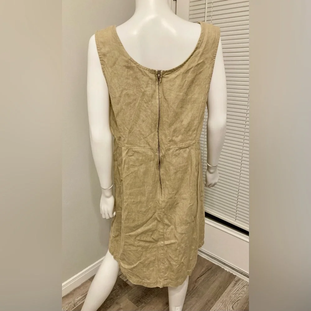 Studio Ease Linen Dress Women Beige Sz 16 - Picture 3 of 8